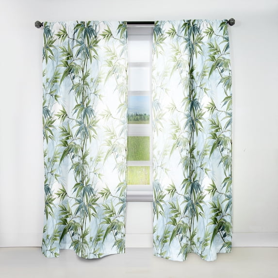 Designart "Zen Essence Of Tropical Bamboo III" Tropical Green Curtain 1 Panel