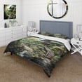 thumbnail image 1 of Designart "Zen Garden Serenity Japanese Artistic Tranquility I" Japanese Bedding Covert Set - Japan Art Green People Bed Set With 2 Shams, 1 of 6