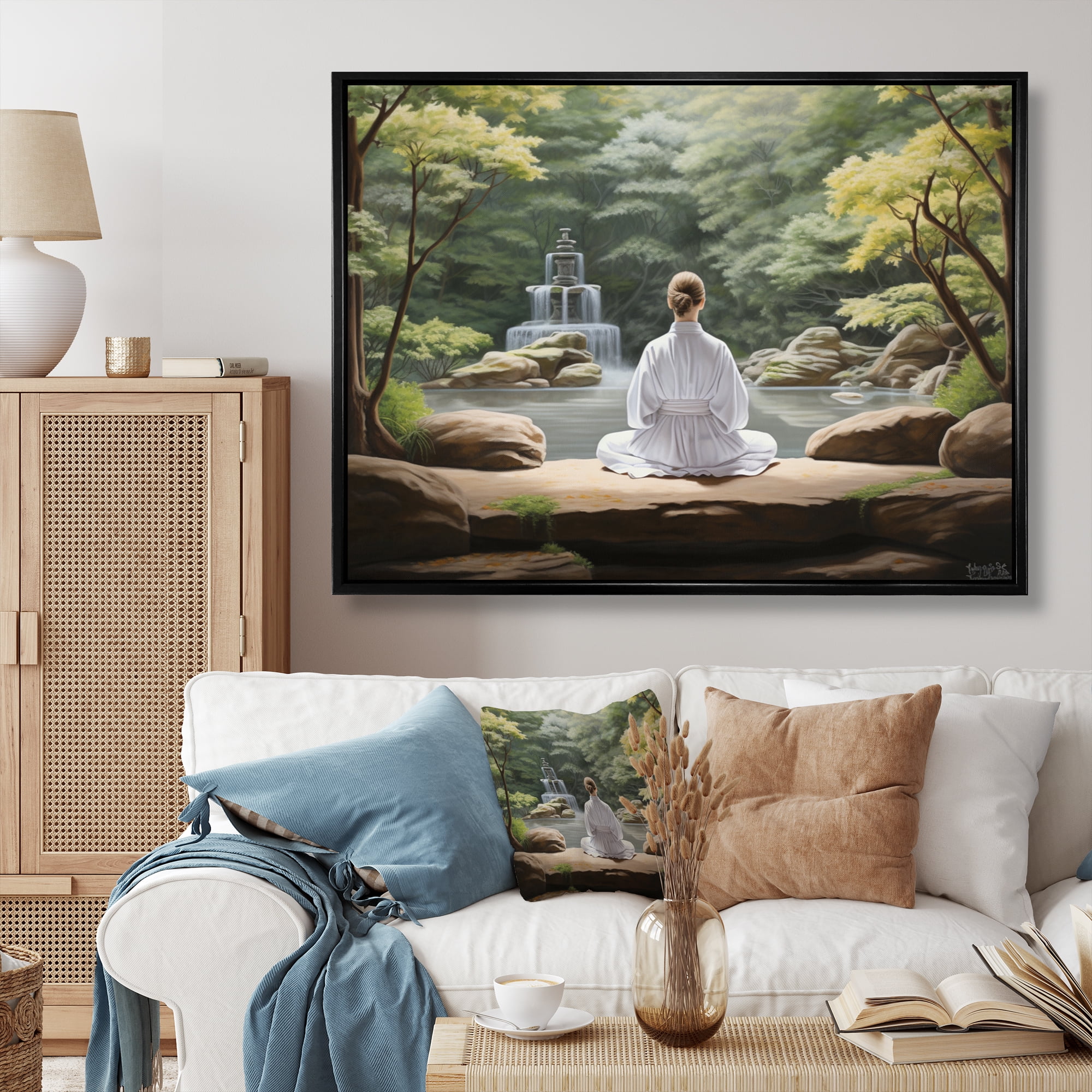 Designart "Zen Garden Serenity in Lush Green II" Spiritual Floater ...