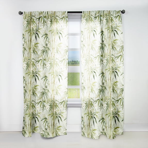 Designart "Zen Harmony Of Tropical Bamboo IV" Tropical Room Darkening Curtain Single Panel