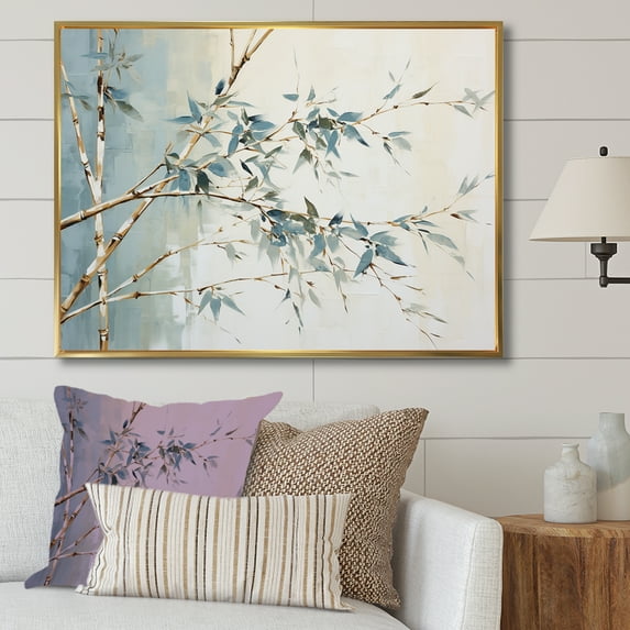 Designart "Zen Moment With Green Bamboo" Bamboo Floater Framed Wall Art Living Room