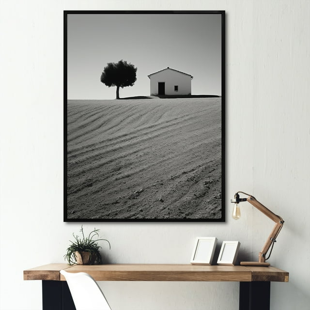 Designart "Zen Serenity In Minimalist Scenery I" Power Plants Floater Framed Wall Art Living Room