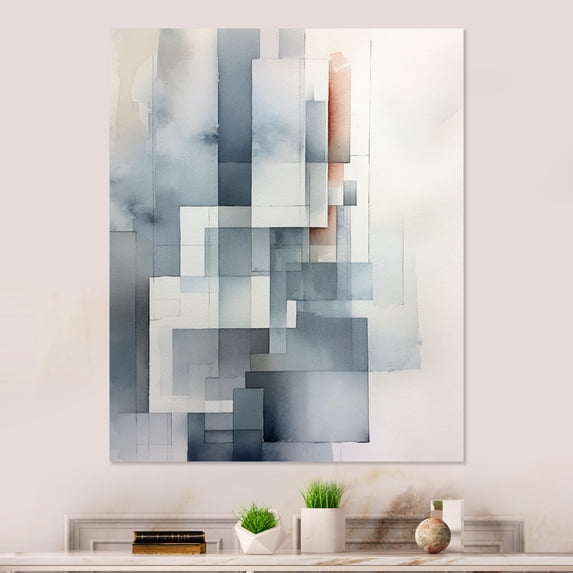 Designart "Zen in Grey Abstract V" Minimalism Metal Wall Art Prints