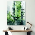 thumbnail image 1 of Designart "Zesty Lime Urban Outline I" Skyscrapers Canvas Art Print, 1 of 7