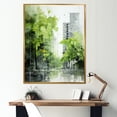 thumbnail image 1 of Designart "Zesty Lime Urban Outline" Skyscrapers Floater Framed Wall Decor, 1 of 5