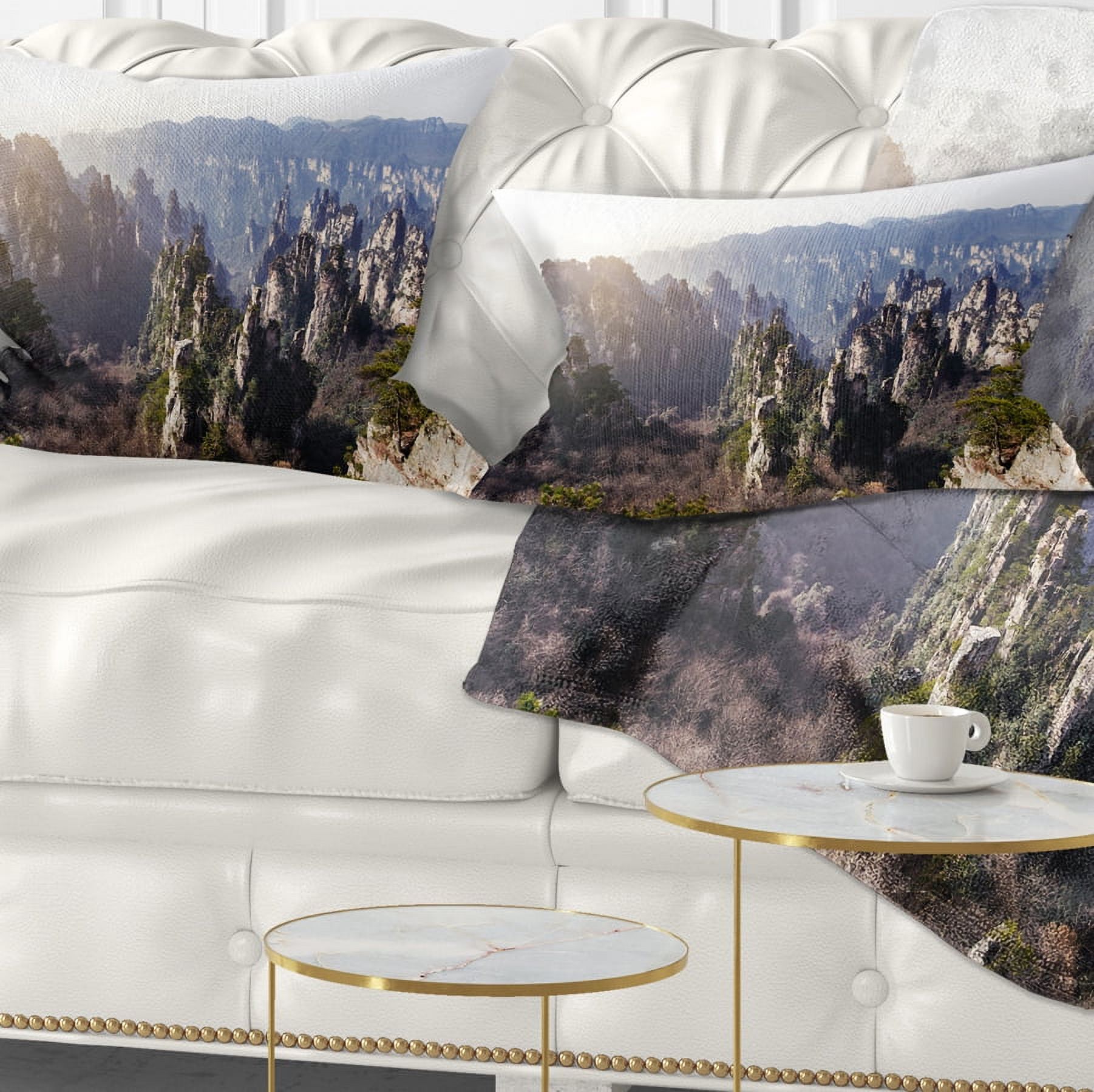 Designart Zhangjiajie National Forest Park - Landscape Printed Throw Pillow - 12x20