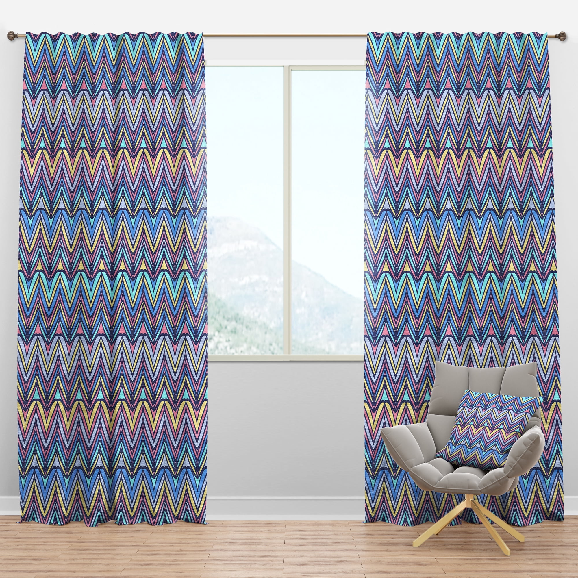 Designart 'Zig Zag Colorful Pattern' Modern & Contemporary Blackout Curtain Panel