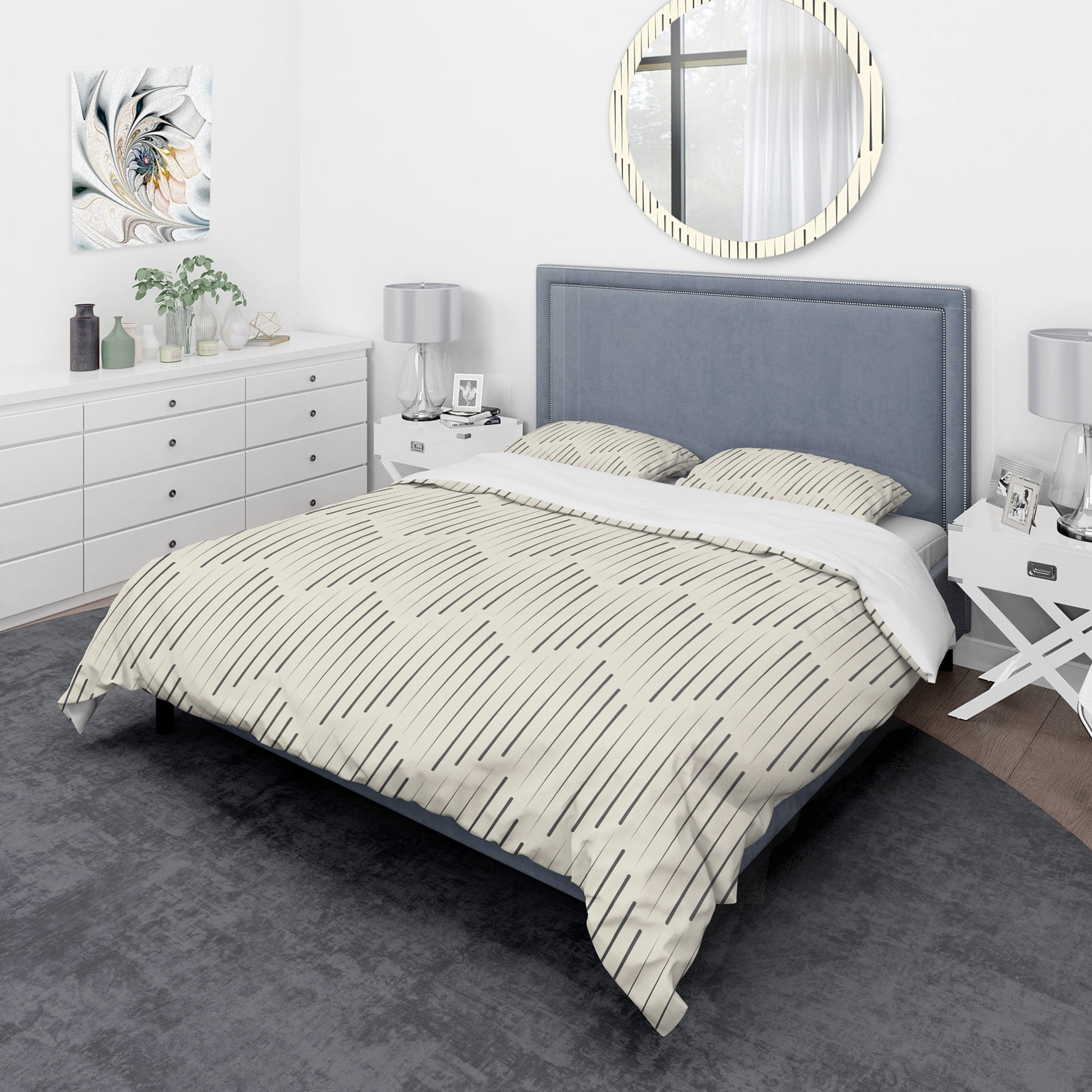 Designart 'Zigzag Background Minimal Striped Design' Scandinavian Duvet Cover Set