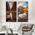 thumbnail image 1 of Designart "Zion National Park Utah Red Rock Wilderness" Utah Wall Art Set Of 2 - Grey Landscapes Wall Decor Set Of 2, 1 of 7