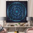 thumbnail image 1 of Designart 'Zodiac Signs With Neon Deep Blue Horoscope Circle' Modern Print on Natural Pine Wood, 1 of 5