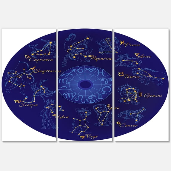 Designart ' Zodiac Signs and Zodiac With Constellations ' Modern Canvas Wall Art Print