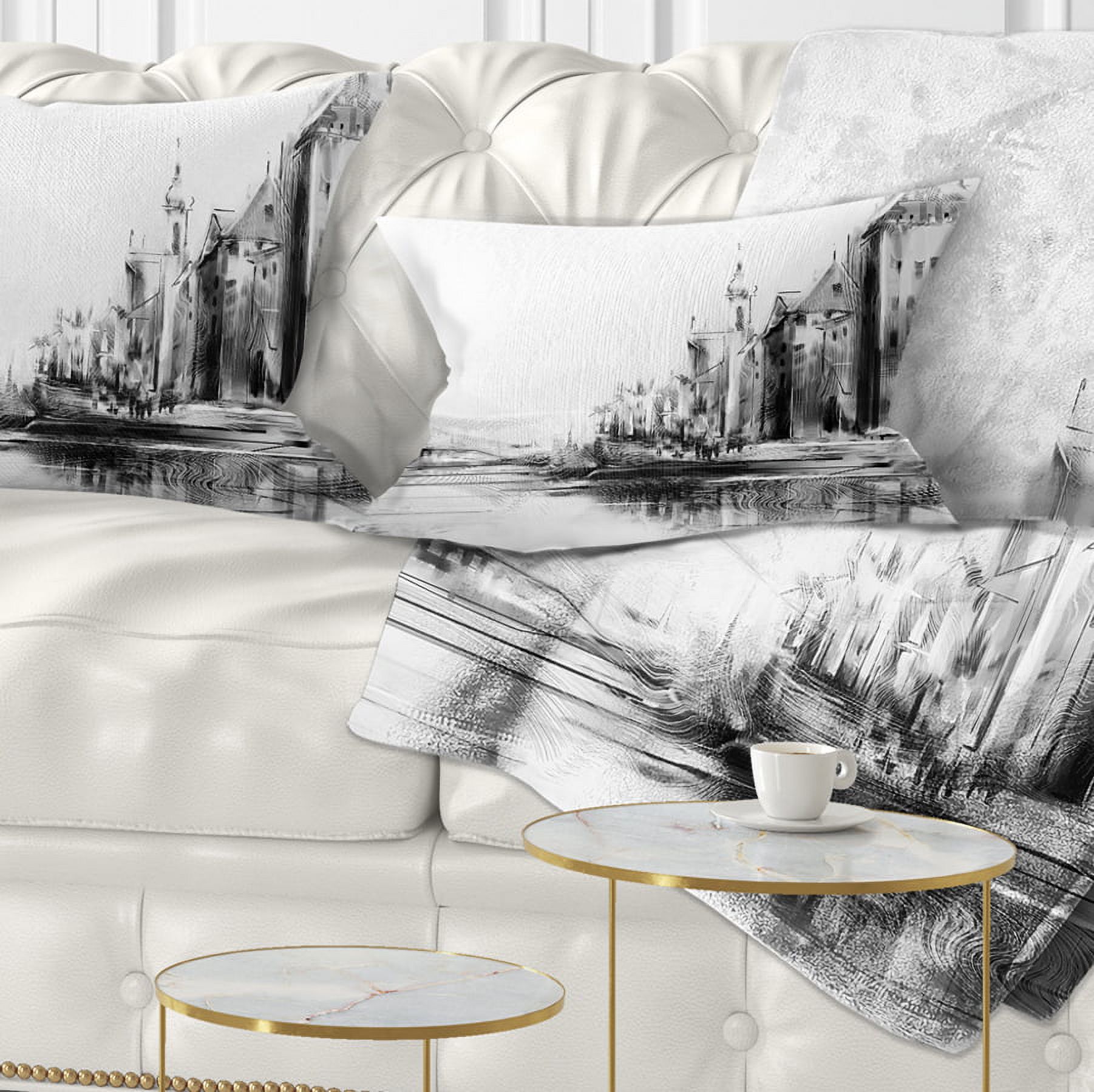 Designart Zurich in Afternoon Sunlight - Cityscape Throw Pillow - 12x20