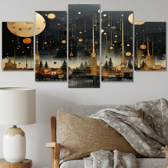 Designart "composition Constellations II" Abstract Collages Metal Wall Decor Set