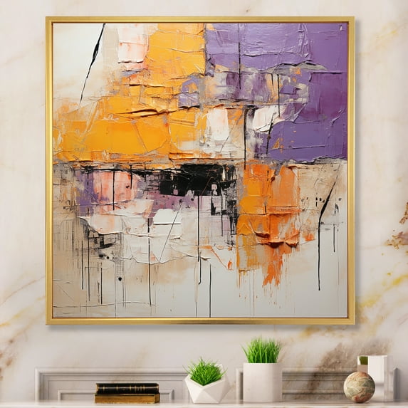 Designart "composition Impressions III" Abstract Collages Floater Framed Canvas Art Print