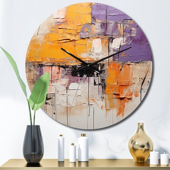 Designart "composition Impressions III" Abstract Collages Oversized Wall Clock