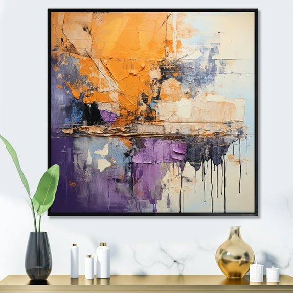 Designart "composition Impressions V" Abstract Collages Floater Framed Wall Art Living Room