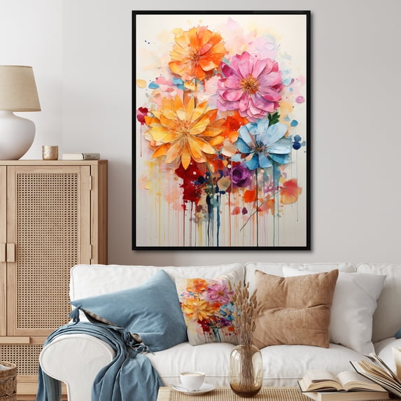 Designart "composition Kaleidoscope I" Abstract Floater Framed Wall Art Living Room