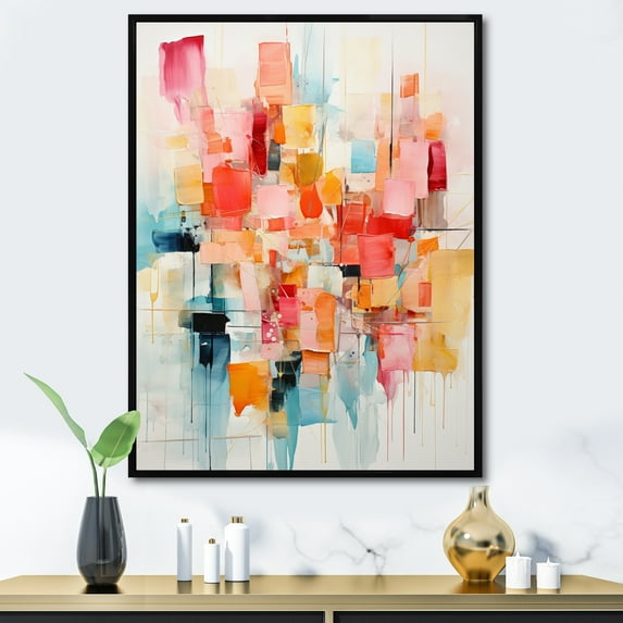 Designart "composition Rhythms I" Abstract Floater Framed Canvas Wall Art