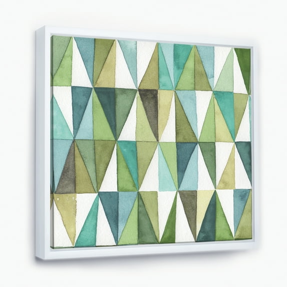 Designart ' geometric Green Triangle III ' MidCentury Modern Transitional Framed Canvas