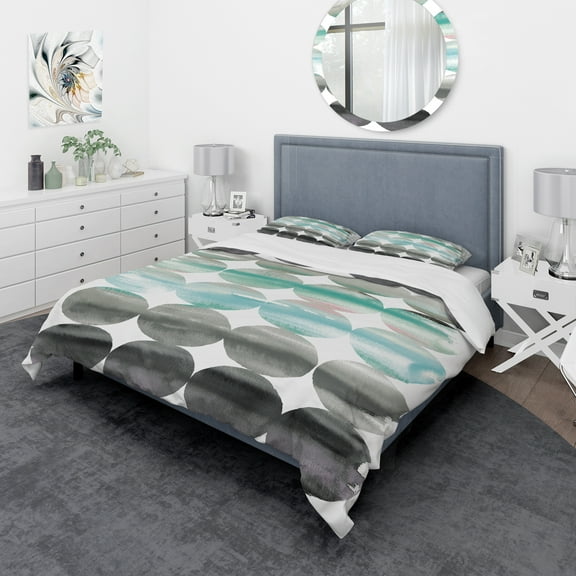 Designart 'geometric Neutral Glue Circles' Geometric Duvet Cover Set