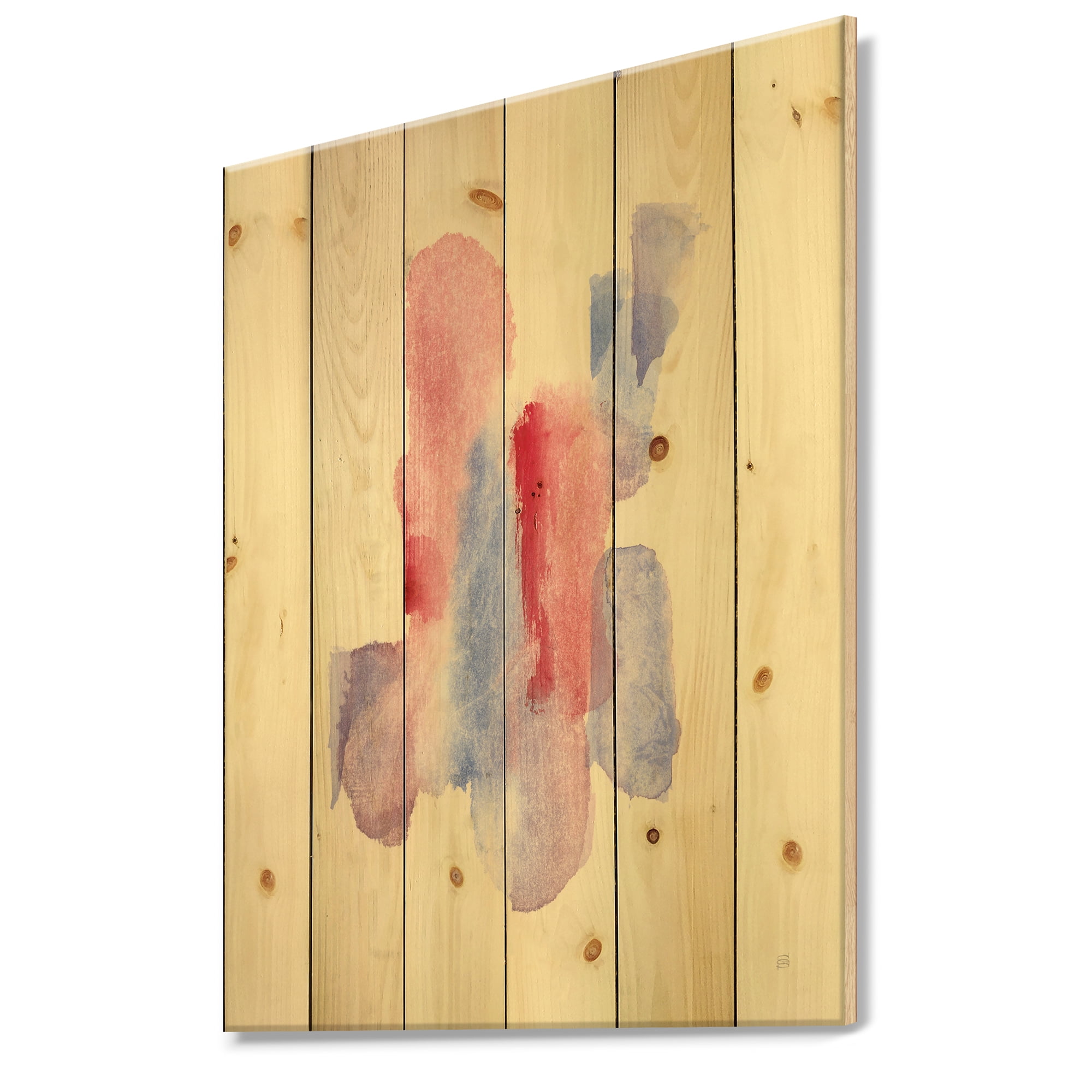 Designart 'geometric Pastel II' Mid-Century Modern Print on Natural Pine Wood