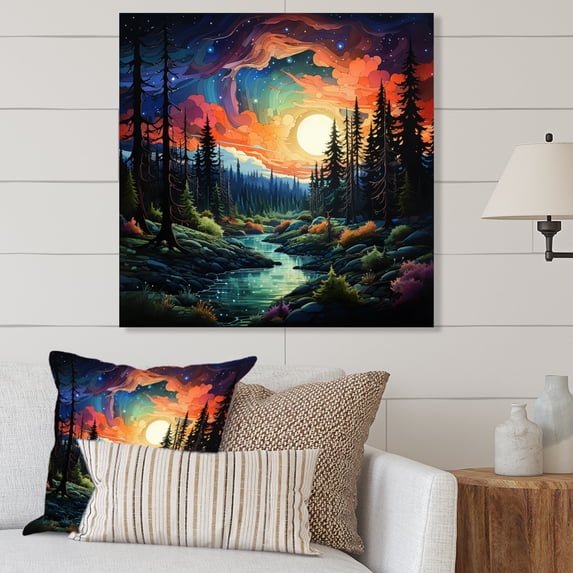 Designart "horizon Aurora Borealis Natures XII" Aurora Borealis Metal Art Living Room