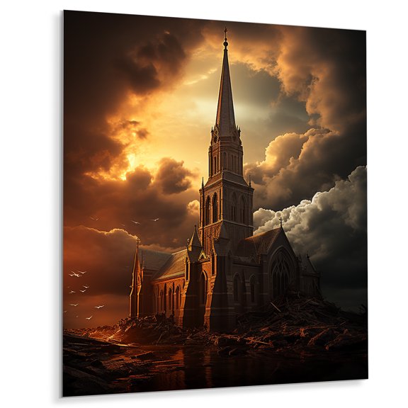 Designart "horizon Church Faiths Guiding Light" Landscape Church Metal Wall Decor