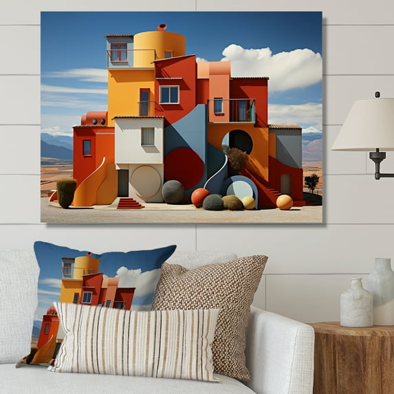 Designart "horizon Colorful Geometry Building I" Architecture Wall Decor