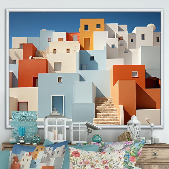 Designart "horizon Colorful Geometry Building II" Architecture Floater Framed Canvas Art Print
