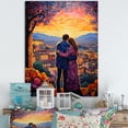 thumbnail image 1 of Designart "love Couple Landscape Enveloped In Garden" Romantic Landscape Wall Art Print, 1 of 5