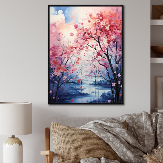 Designart "love Landscape Ephemeral Bliss" Floral Floater Framed Canvas Wall Art