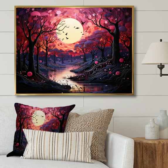 Designart "love Landscape Melting Hearts II" Romantic Landscape Floater Framed Canvas Wall Art