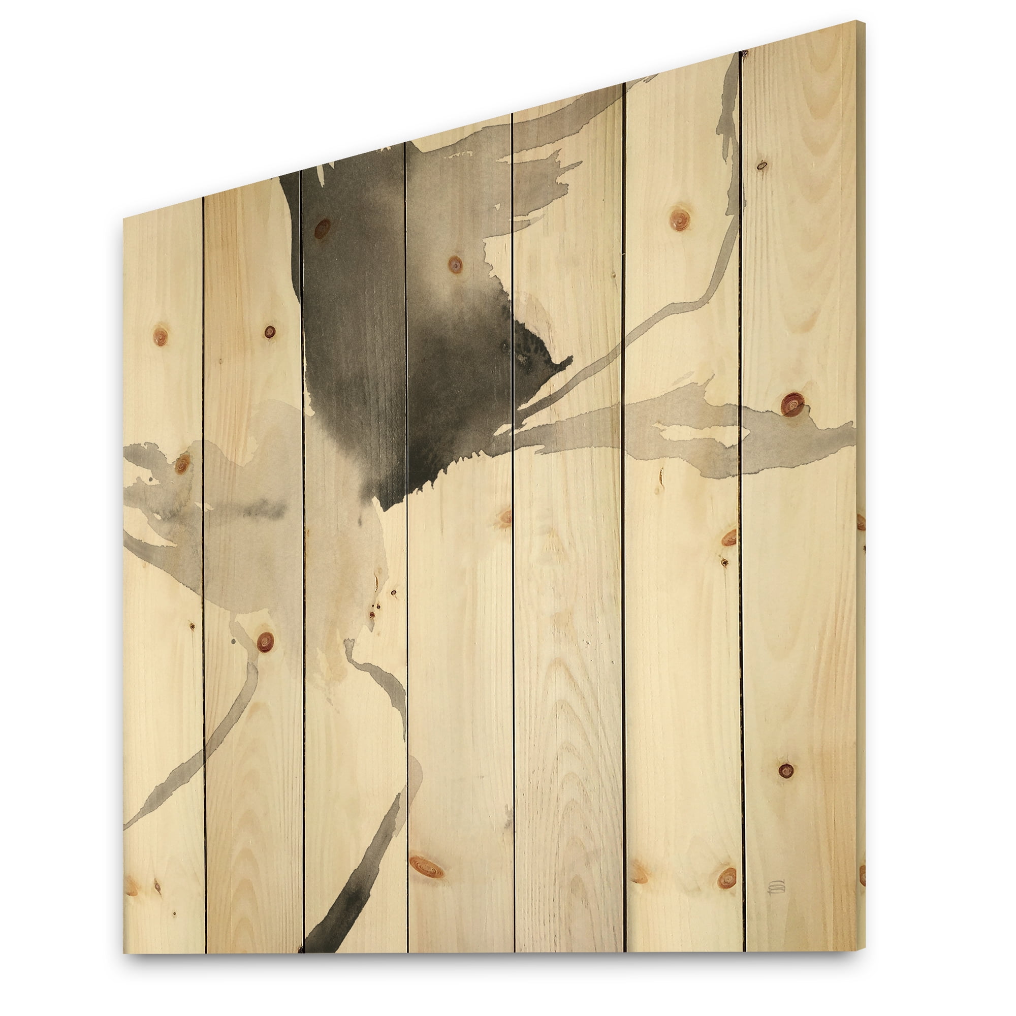Designart 'minimal geometric Gesture I' Transitional Print on Natural Pine Wood
