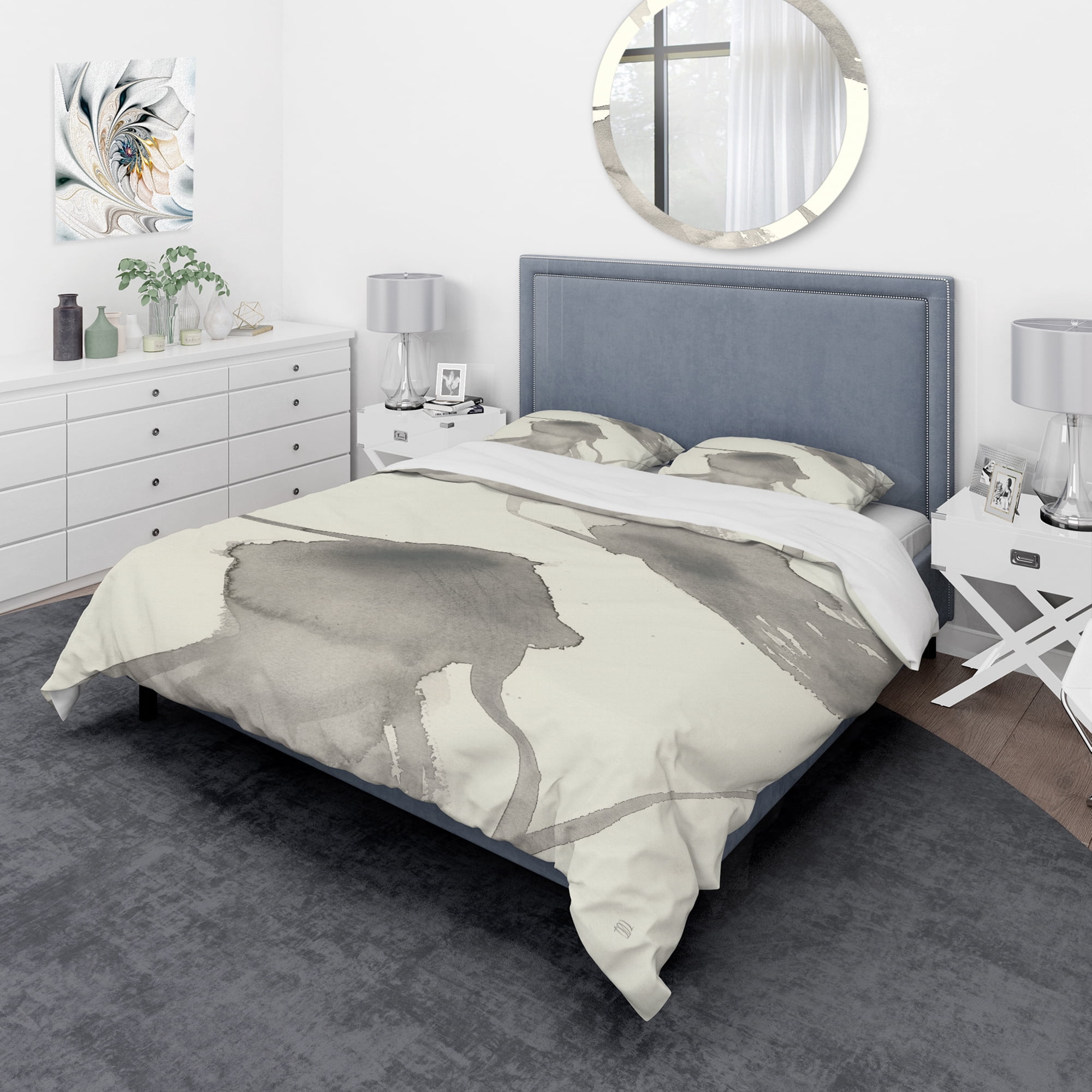 Designart 'minimal geometric Zen IV' Geometric Duvet Cover Set