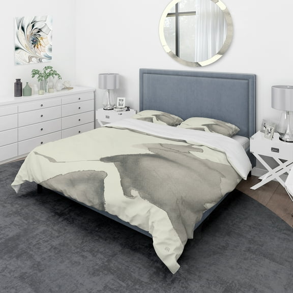 Designart 'minimal geometric Zen V' Geometric Duvet Cover Set