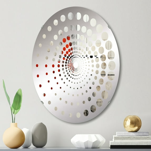 Designart "modern Architectures I" Abstract Collages Spiral Dot Round Wall Mirror - Abstract Oval Printed Decorative Mirror - Multiple Color Options