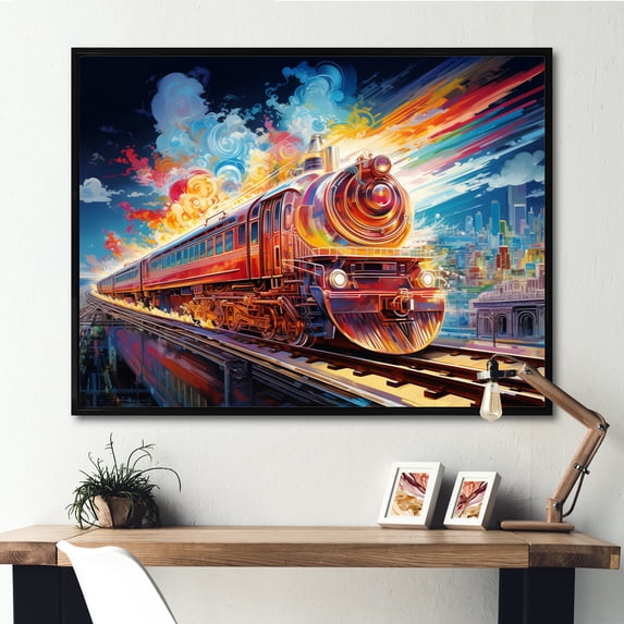 Designart "modern Background Train" Transportation Floater Framed Wall Art Living Room