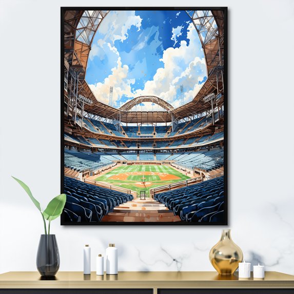 Designart "modern Baseball Stadium I" Cityscapes Floater Framed Canvas Wall Art