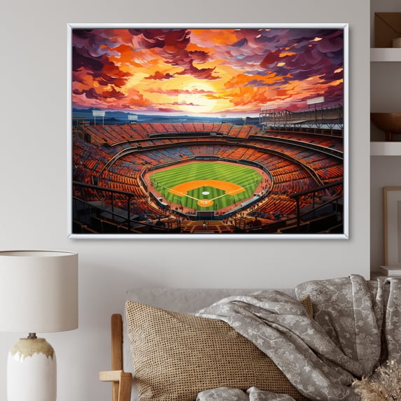 Designart "modern Baseball Stadium IV" Architecture Floater Framed Canvas Print