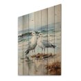 thumbnail image 1 of Designart "modern Beach Seagulls In Love" Nautical & Beach Print on Natural Pine Wood, 1 of 5