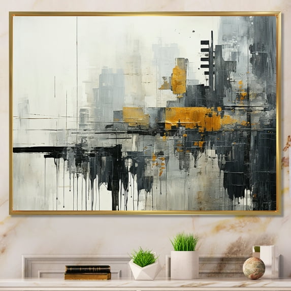 Designart "modern Cityscape III" Abstract Collages Floater Framed Wall Art Living Room