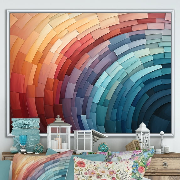 Designart "modern Colorful Rainbow Arch II" Modern Floater Framed Canvas Wall Art