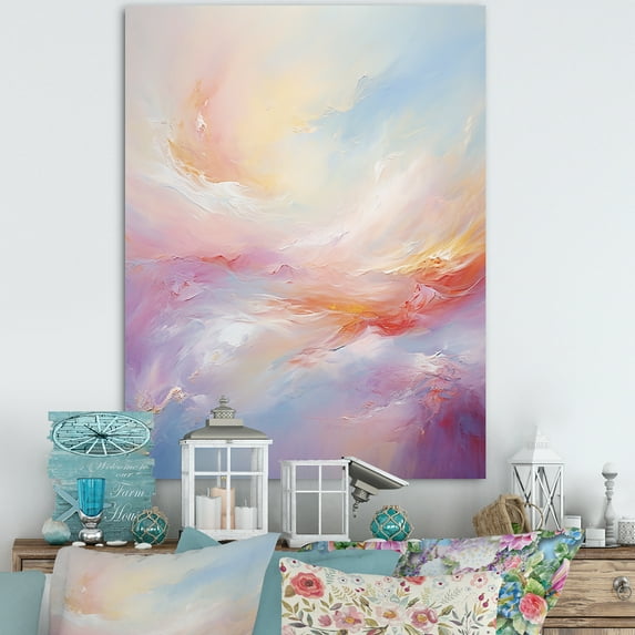 Designart "modern Pink And Blue Clouds" Romantic Landscape Wall Art Print