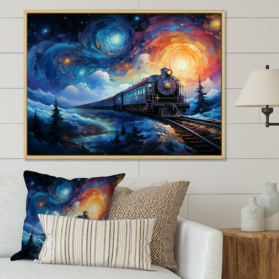 Designart "modern Train Rails By Vincent" Transportation Floater Framed Canvas Print