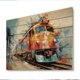 thumbnail image 1 of Designart "modern Train Vibrant Rails" Transportation Print on Natural Pine Wood, 1 of 5