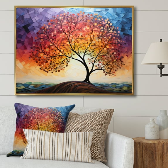 Designart "modern Tree Arc Of Colors II" Landscape Trees Floater Framed Canvas Print
