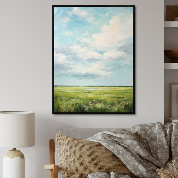 Designart "pasture Bold Horizon I" Landscape & Nature Floater Framed Canvas Print