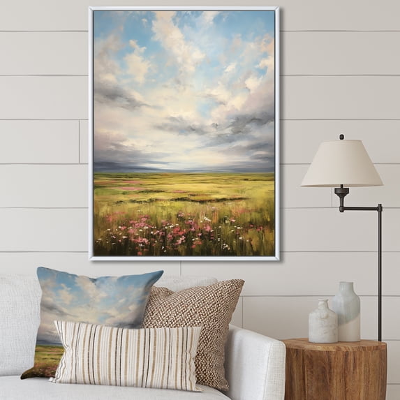 Designart "pasture Bold Horizon II" Landscape & Nature Floater Framed Wall Art Print