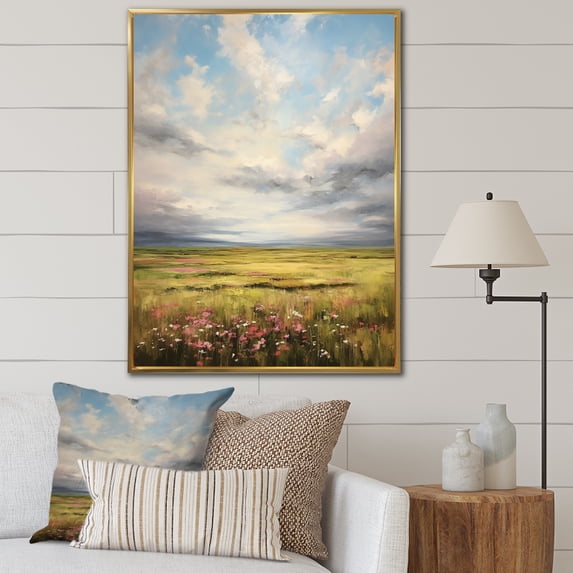 Designart "pasture Bold Horizon II" Landscape & Nature Floater Framed Wall Art Print