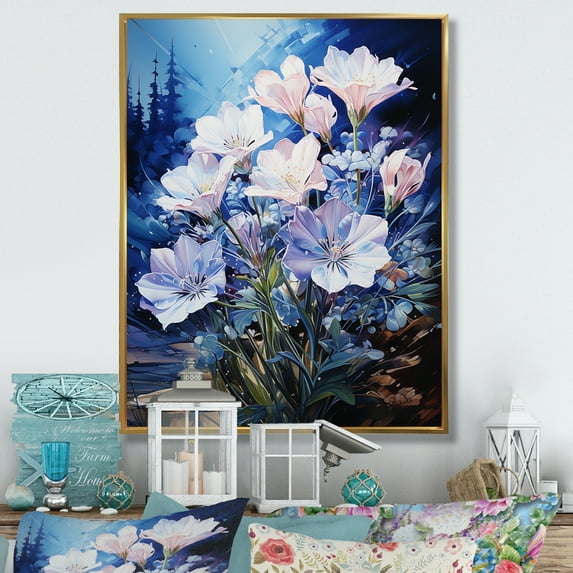 Designart "pasture Gentian Glory" Floral & Botanical Floater Framed Wall Art Print